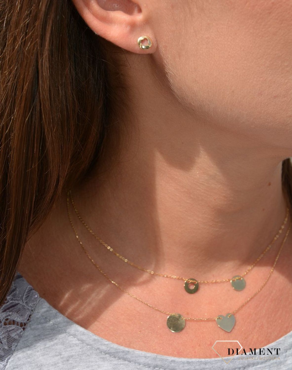 Złote kolczyki 585 koła z motywem serca KL 6790.jpg